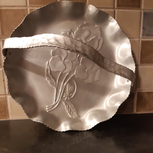 Vintage aluminum basket tray